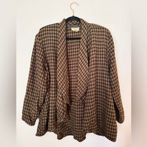 Coldwater Creek Drape Brown Houndstooth Blazer Size XXL